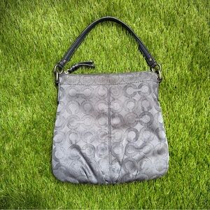 Coach Gray and Navy Shoulder Bag with Metallic Finish